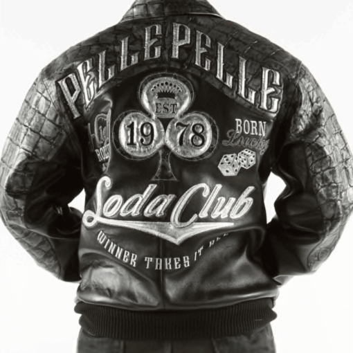 Pelle Pelle Soda Club Black Plush & Silver Leather Croc Jacket