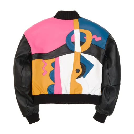 Pelle Pelle Picasso Black and Pink Women’s Crop Leather Jacket