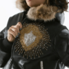 Pelle Pelle Platinum and Diamonds Fur Hood Black Plush Womens Jacket
