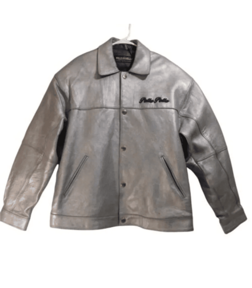 Pelle Pelle Rare Vintage Gray Leather Embroidered Jacket