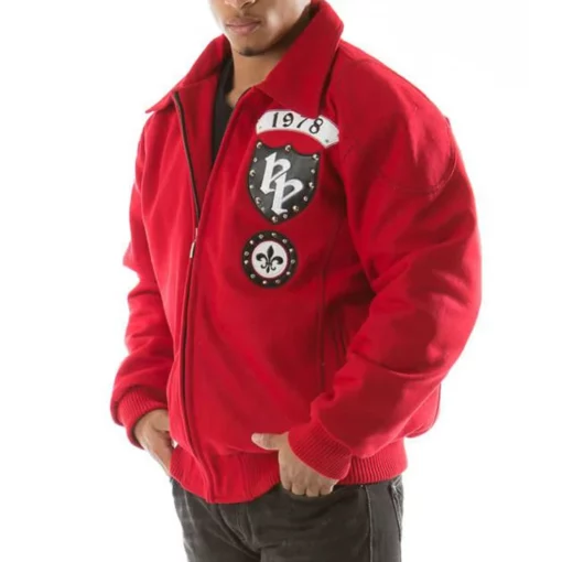 Pelle Pelle Rebel Soul Studded Red Wool Jacket