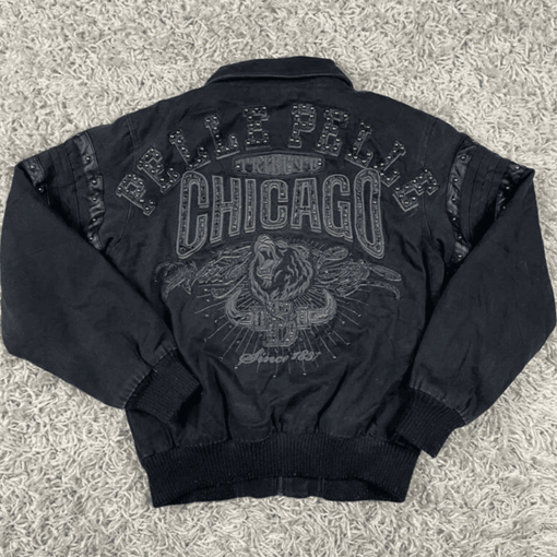 Pelle Pelle Chicago Tribute Rhine Stone Leather Bomber Jacket