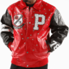 Pelle Pelle Studded Letterman Red Jacket