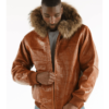 Pelle Pelle Studded Script Jacket With Fur Hood