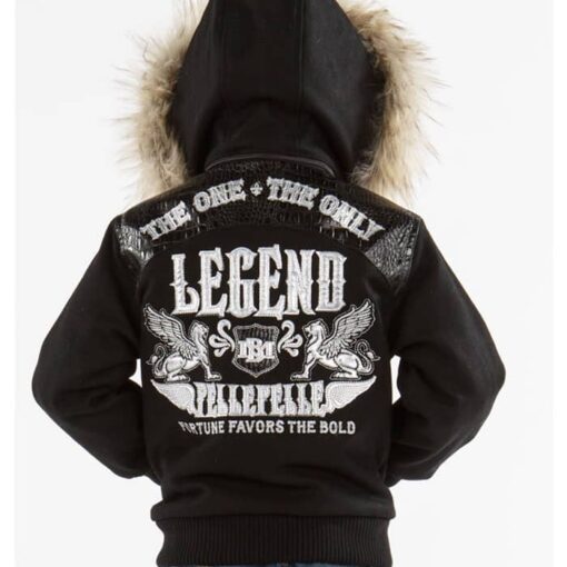 Pelle Pelle The One The Only Lengend Black Fur Hooded Kids Jacket
