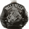 Come Out Fighting Pelle Pelle Tiger Black Leather Jacket