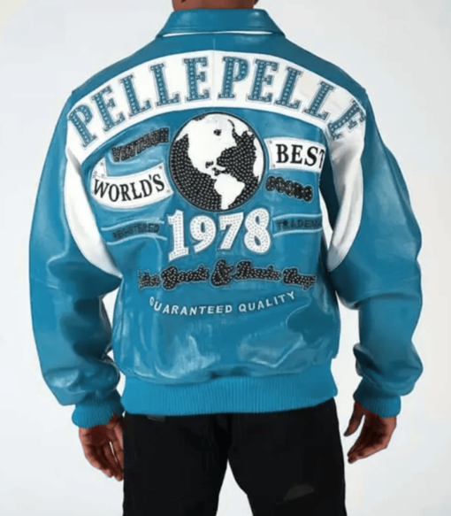 Pelle Pelle Turquoise White World’s Best 1978 Studded Jacket