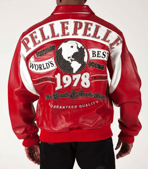 Pelle Pelle Vintage Worlds Best 1978 Guaranteed Quality Red and White Leather Jacket