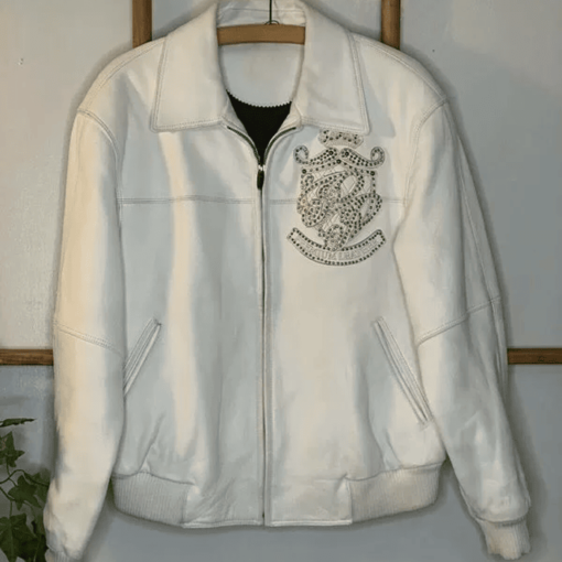 Pelle Pelle White Stud Marc Buchanan Top Grain Leather Jacket