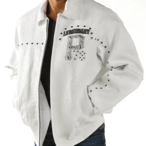 Pelle Pelle White Legendary Studded Genuine Leather Jacket
