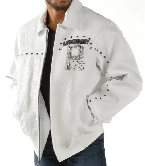 Pelle Pelle White Legendary Studded Genuine Leather Jacket