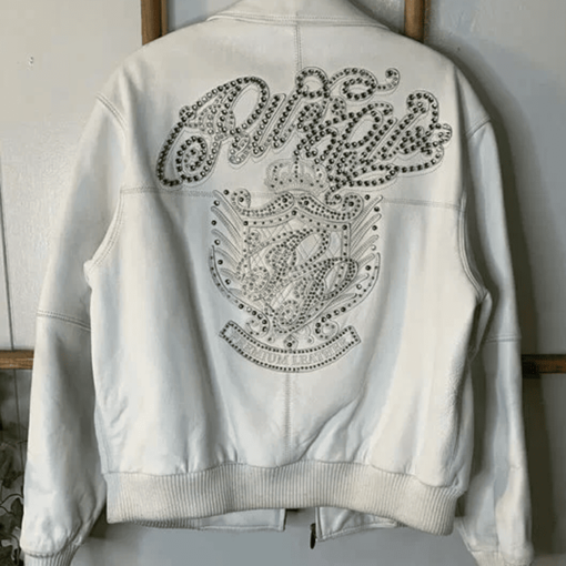 Pelle Pelle White Stud Marc Buchanan Top Grain Leather Jacket