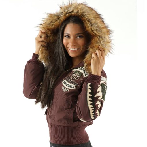 Pelle Pelle Women American Bombshell Brown Fur Hood Jacket
