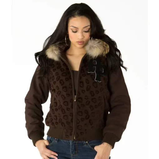 Pelle Pelle Women Anniversary Brown Wool Fur Hooded Jacket