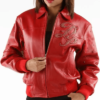 Pelle Pelle Women Red Premium Grain Leather Jacket
