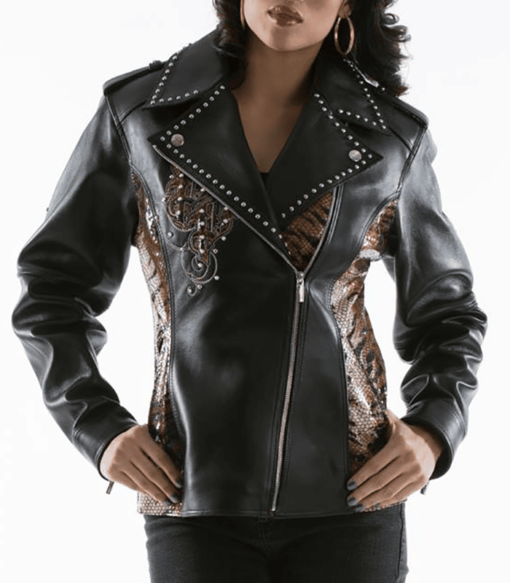 Pelle Pelle Womens Biker Black Plush Jacket