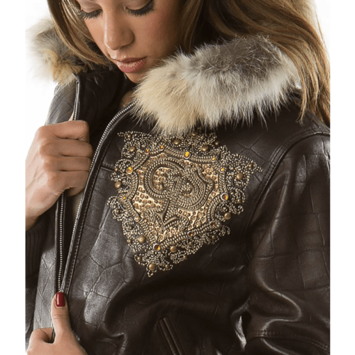 Pelle Pelle Womens Double P Fur Hood Brown Jacket