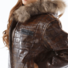 Pelle Pelle Women’s Crocodile Skin Fur Collar Leather Jacket