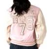 Pelle Pelle Women's Legendary MB 1978 Encrusted Studded Baby Pink and White Leather Jacket