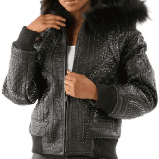 Pelle Pelle Womens Monarch Rust Burnish Black Leather Jacket