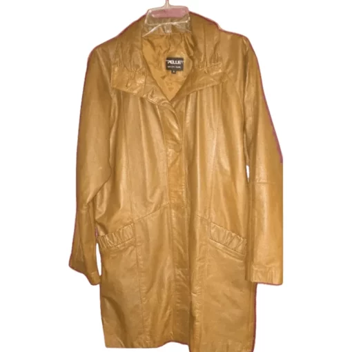 Pelle Pelle Womens Mustard Long Real Leather Coat