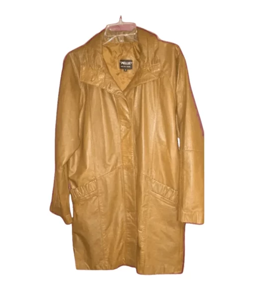 Pelle Pelle Womens Mustard Long Real Leather Coat