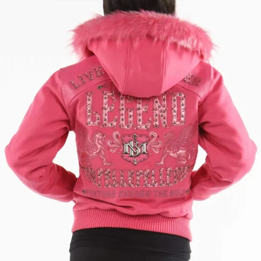 Pelle Pelle Women’s Pink Live Like a Queen Die Like Legend MB 1978 Hooded Wool Jacket