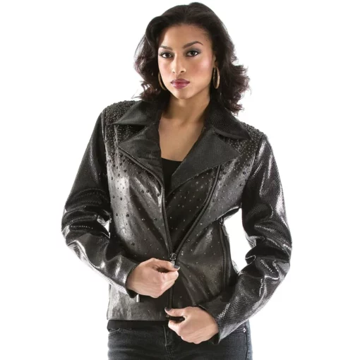 Pelle Pelle Womens Princess Gradient Stone Black leather jacket