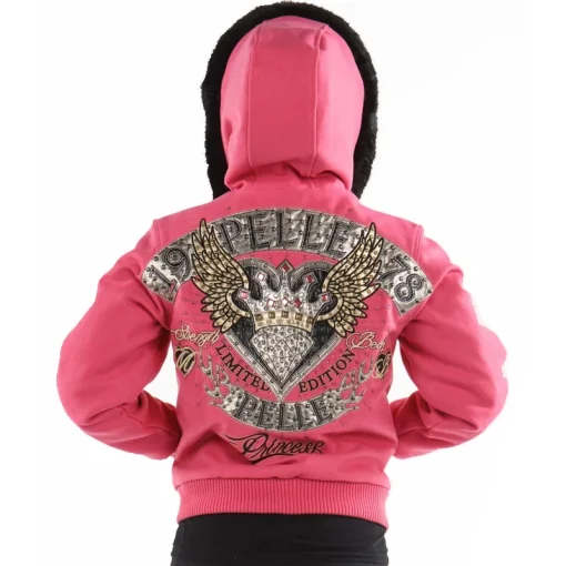 Pelle Pelle Women's Princess Limited Edition MB 1978 Pink Fur Hooded Wool Jacket