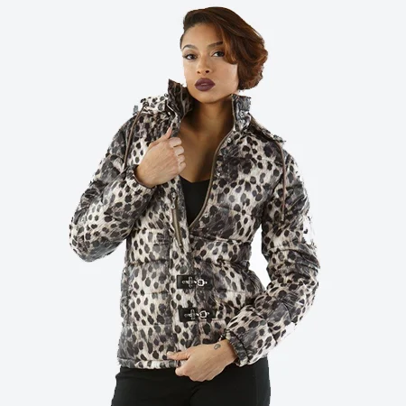 Pelle Pelle Women's Ultimate Signature Cheetah Print Dark Brown Winter Coat