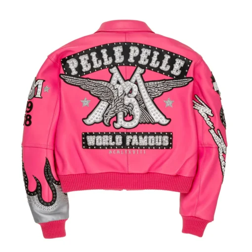 Pelle Pelle Women's World Famous Marc Buchanan 1978 Pink Crop Leather Jacket