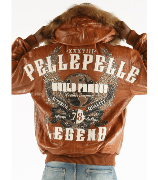 Pelle Pelle Mb Emblem Fur Hood Brown Leather Jacket