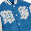 Pelle Pelle World Famous MB 1978 Blue and White Varsity Wool Jacket with Leather Sleeves