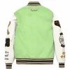 Pelle Pelle World Famous MB 1978 Light Green and White Varsity Wool Jacket with Leather Sleeves