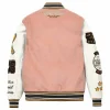Pelle Pelle World Famous MB 1978 Light Pink and White Varsity Wool Jacket with Leather Sleeves