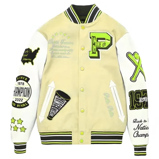 Pelle Pelle World Famous Marc Buchanan 1978 Light Yellow Varsity Wool Jacket