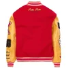 Pelle Pelle World Famous MB 1978 Red and Yellow Varsity Wool Jacket with Leather Sleeves