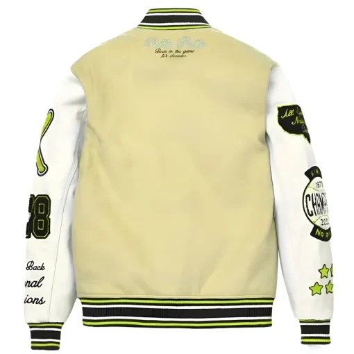 Pelle Pelle World Famous Marc Buchanan 1978 Light Yellow Varsity Wool Jacket