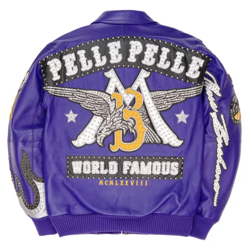 Pelle Pelle World Famous Marc Buchanan 1978 Studded Purple Real Leather Jacket