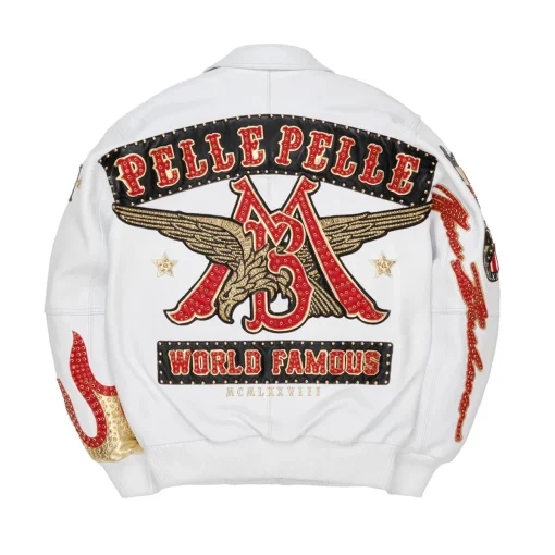 Pelle Pelle World Famous Marc Buchanan 1978 White Real Leather Jacket