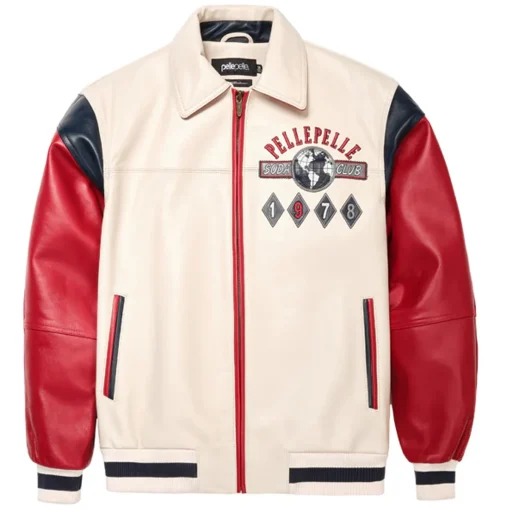 Pelle Pelle World Famous Soda Club 1978 Cream Leather Jacket