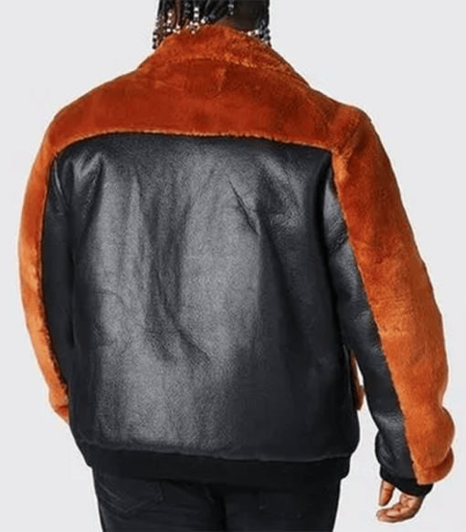 Pelle Pelle Mens Leather Look Faux Fur Trim Aviator Jacket