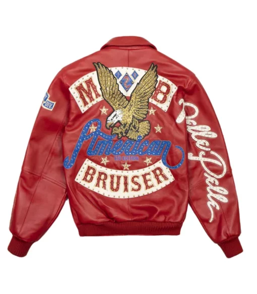 Pelle Pelle's Men Marc Buchanan American Bruiser Plush Red Real Leather Jacket