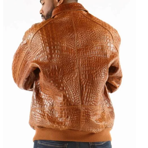 Pelle Pelle's Mens new Basic in Chestnut Alligator Brown Leather Jacket