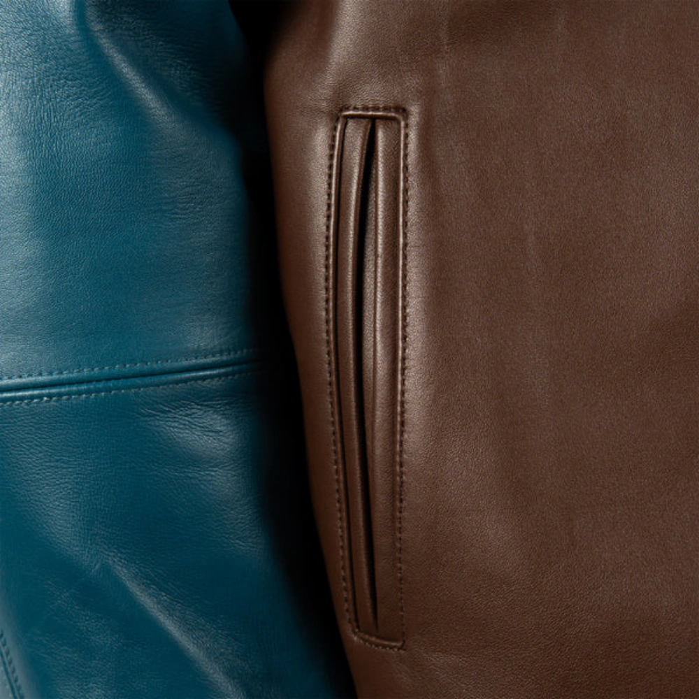 Pelle pelle true to our roots 1978 brown teal leather jacket-5