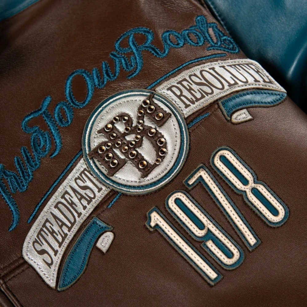 Pelle pelle true to our roots 1978 brown teal leather jacket-7