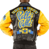 Soda Club Mens Pelle Pelle Black and  Yellow Leather Jacket