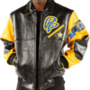 Soda Club Mens Pelle Pelle Black and  Yellow Leather Jacket