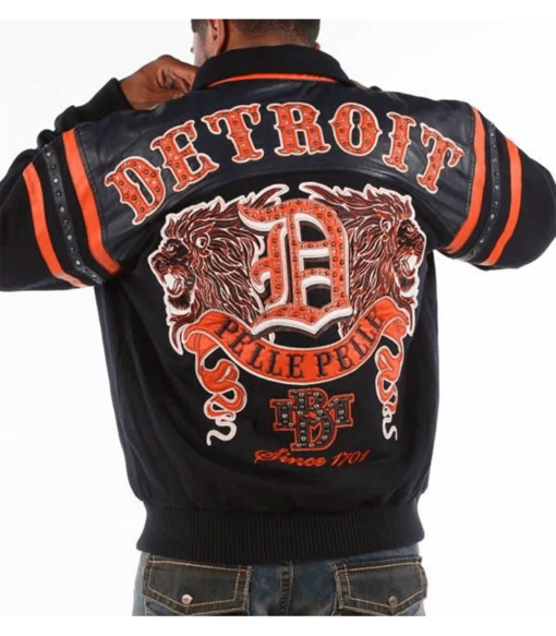 Pelle Pelle Mens Black & Orange Detroit 1978 Jacket
