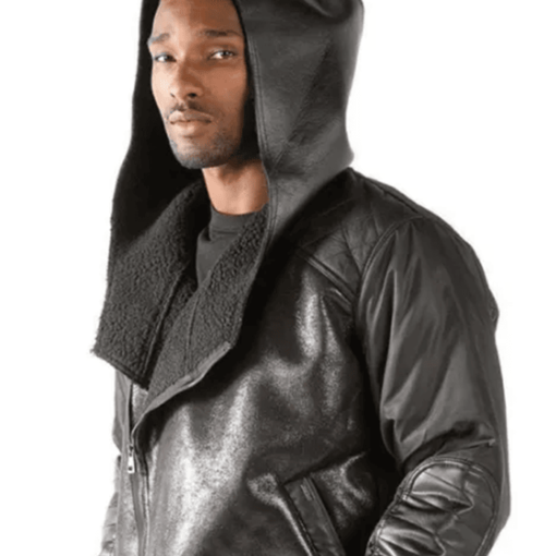 Pelle Pelle Fur Lined Asymmetrical Hooded Jacket